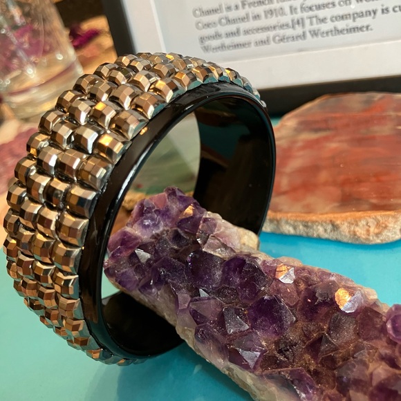 BANGLE BRACELET BLACK AND SILVER - Picture 5 of 8